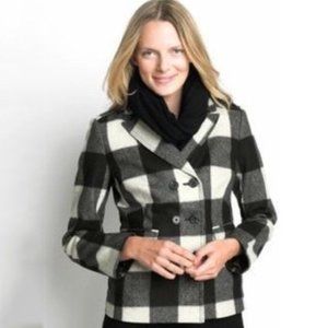 Banana Republic Wool Peacoat in Buffalo Plaid